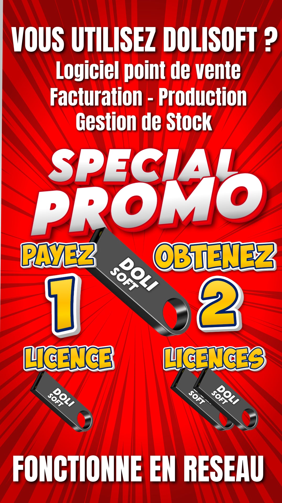 Dolisoft PRO – أقوى برنامج لمؤسستك أو متجرك PROMO 2 LICENCES رخصتين